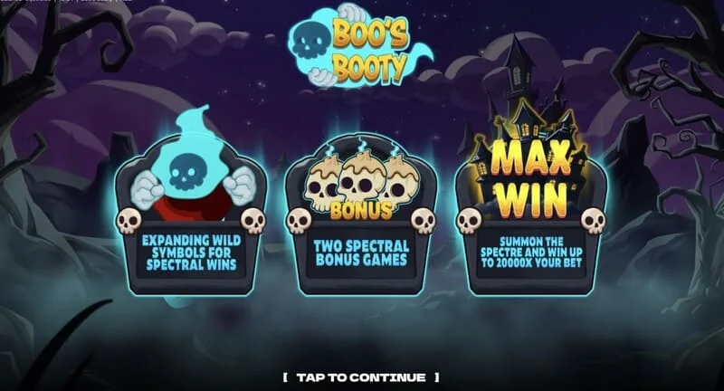 Boo's Booty - tabelul cu funcții bonus și Feature Buy